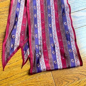 Twilly Liz Claiborne Vintage Scarf Purple Burgundy 7” x 70”
